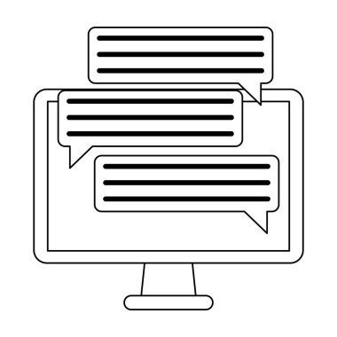 Siyah ve beyaz bilgisayar sohbet kabarcıklar sembolü