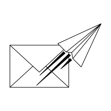 e-posta ve Kağıt Uçak sembol siyah ve beyaz uçan