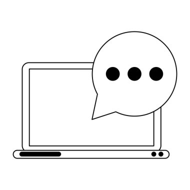 laptop ile sohbet kabarcık siyah ve beyaz