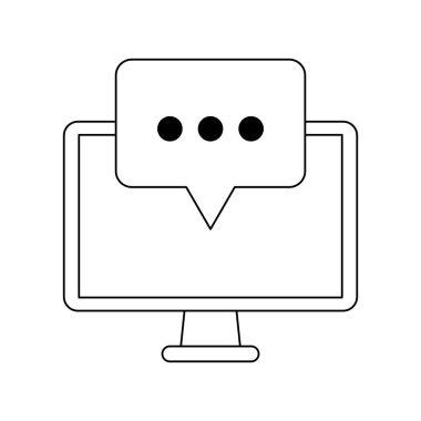 bilgisayar ile sohbet kabarcık sembol siyah ve beyaz