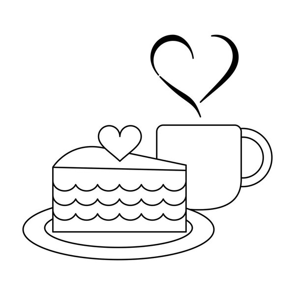 прекрасный торт и кофе кружка черно-белая
