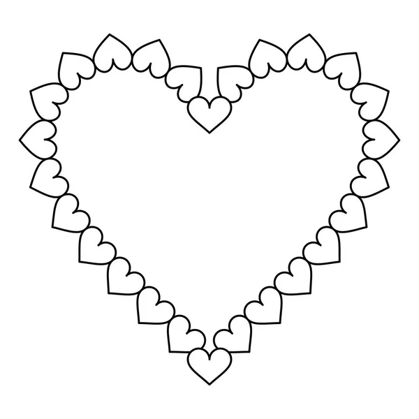 Liefde hartsymbool zwart-wit — Stockvector