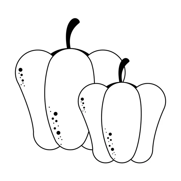 Poivrons légumes frais noir et blanc — Image vectorielle