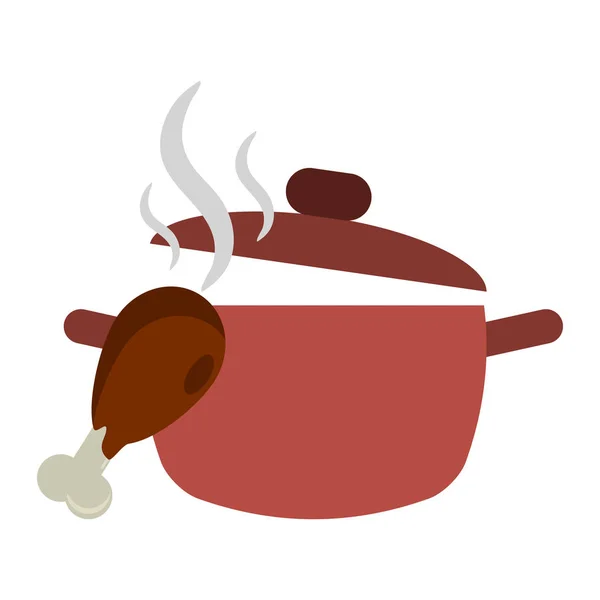 Kip en keuken pot — Stockvector