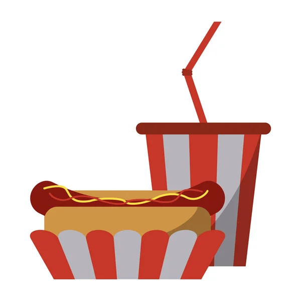 Comida rápida hot dog y soda — Archivo Imágenes Vectoriales