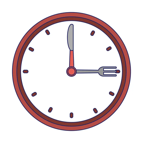 Restauracja zegar zegarek z sztućce niebieskie linie — Wektor stockowy