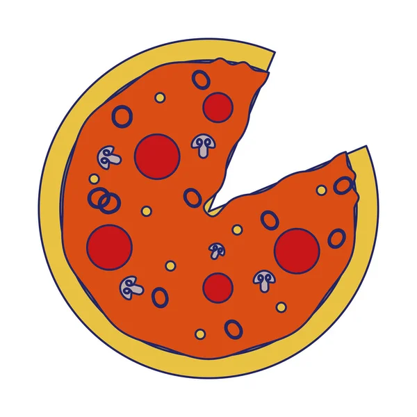 Fast food pizza italiana linee blu — Vettoriale Stock