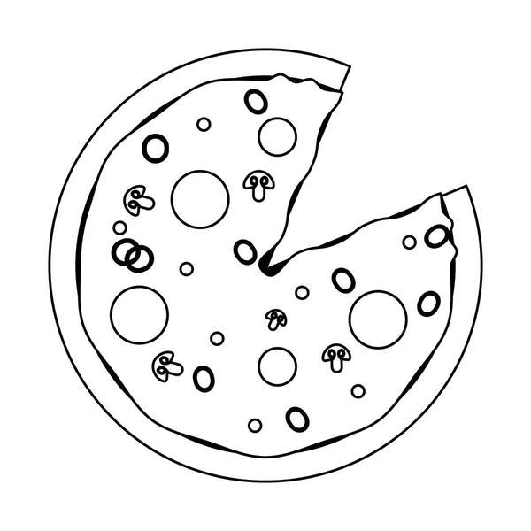 Fast food pizza italiana in bianco e nero — Vettoriale Stock