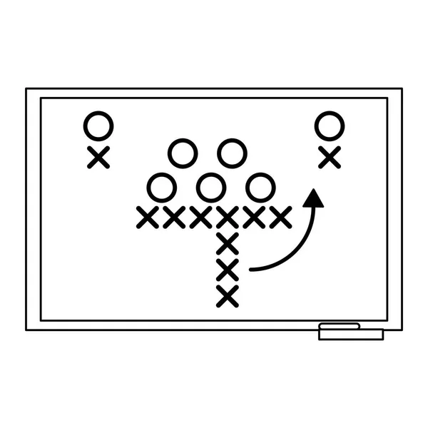 American football strategy on blackboard black and white — Stock Vector