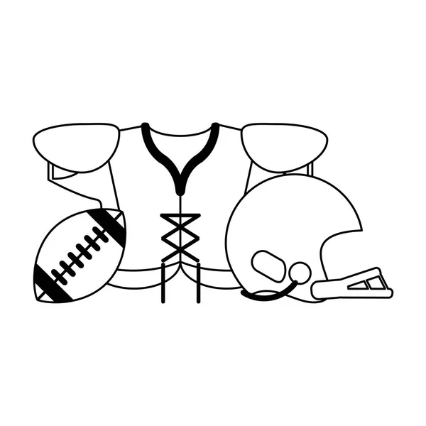 Football américain jeu de sport noir et blanc — Image vectorielle