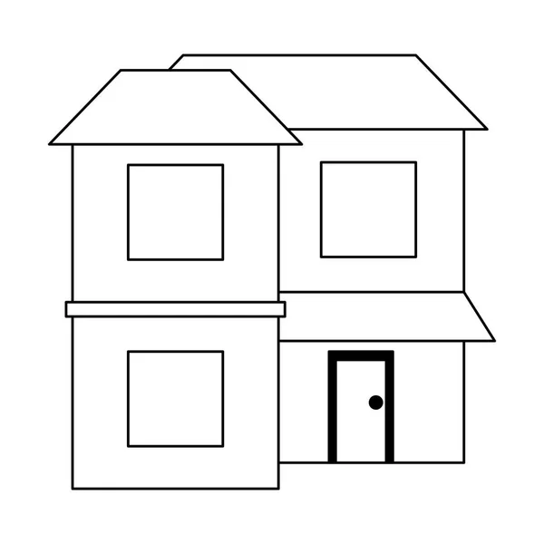 Rumah real estate hitam dan putih - Stok Vektor