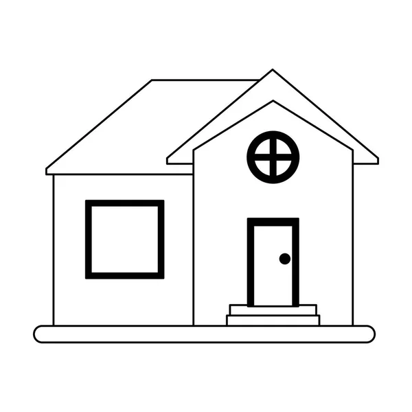 Immobilier maison noir et blanc — Image vectorielle