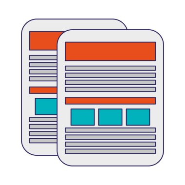 Belgeleri dosyaları izole mavi çizgiler sembolü