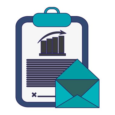 Mavi çizgiler istatistikleri grafik Pano ve zarf