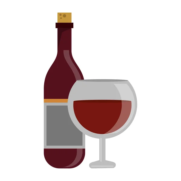 Botella y copa de vino — Vector de stock