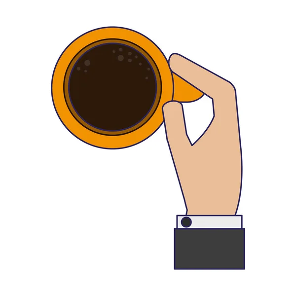 Бізнесмен Хан з чашкою кави сині лінії — стоковий вектор