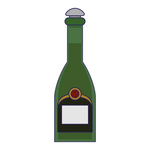 Champagne bouteille boisson lignes bleues isolées — Image vectorielle
