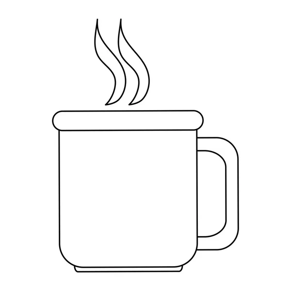 Hot coffee cup symbol black and white — Stock Vector