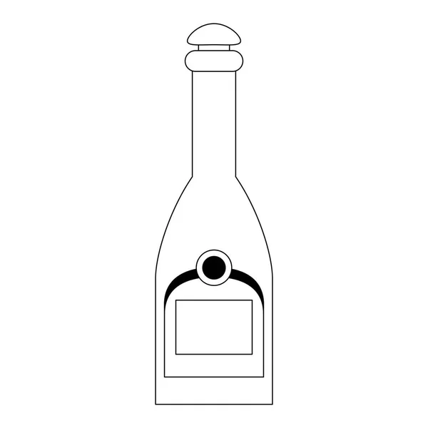 Bebida botella de champán aislado blanco y negro — Vector de stock