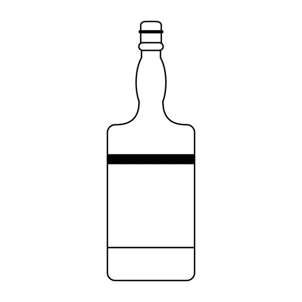 Whiskey bottle isolated black and white — Stock Vector