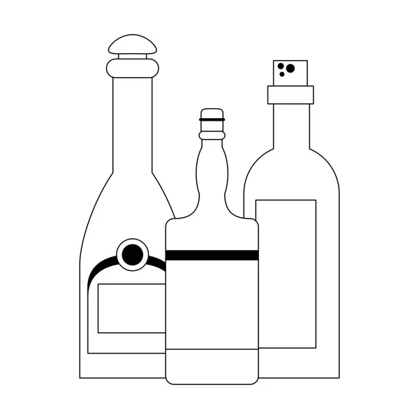 Bar bebidas tazas blanco y negro — Vector de stock