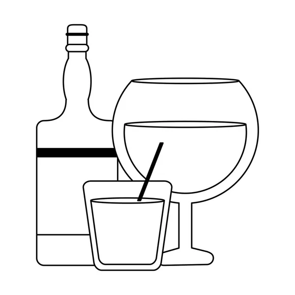 Bar bevande tazze in bianco e nero — Vettoriale Stock