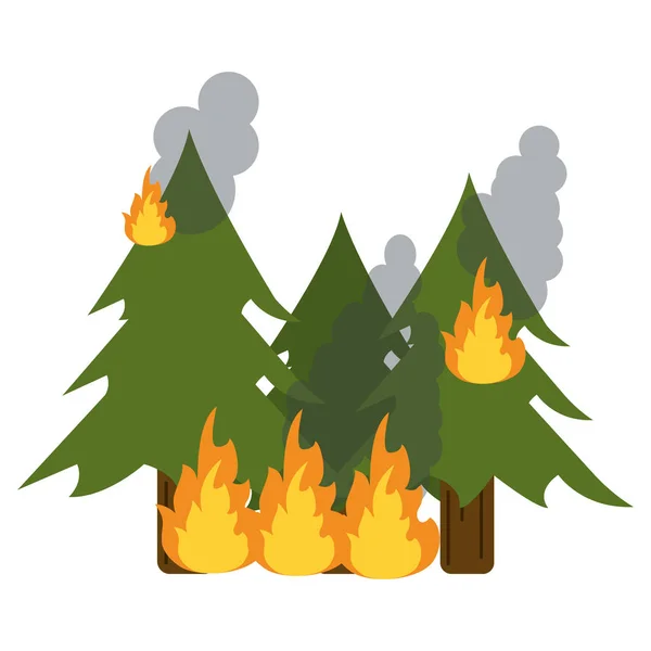 Árboles forestales en llamas — Vector de stock