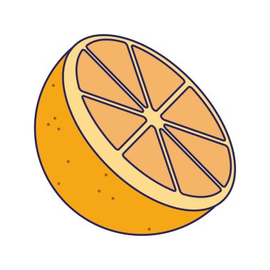 yarım turuncu taze meyve izole mavi çizgiler kesmek