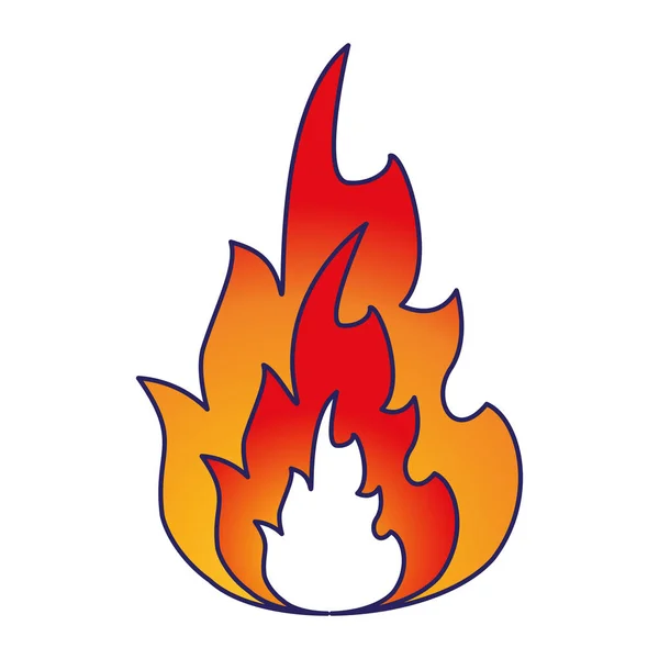 Fuego flamme símbolo líneas azules — Vector de stock