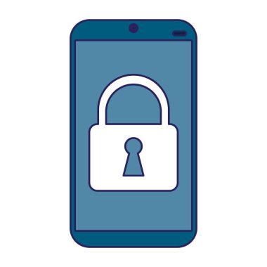 ekran mavi çizgiler üzerinde asma kilit ile akıllı telefon kilitli