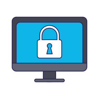 bilgisayar asma kilit güvenlik mavi çizgili