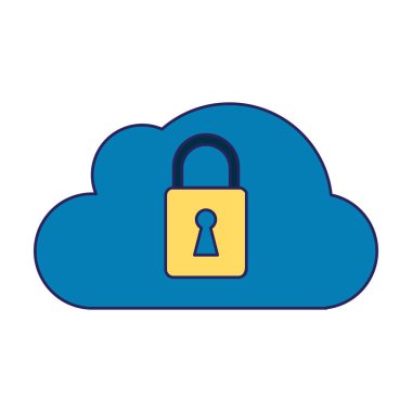 asma kilit simgesi mavi çizgilerle bulut