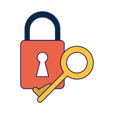 asma kilit ve anahtar güvenlik sistemi mavi çizgiler