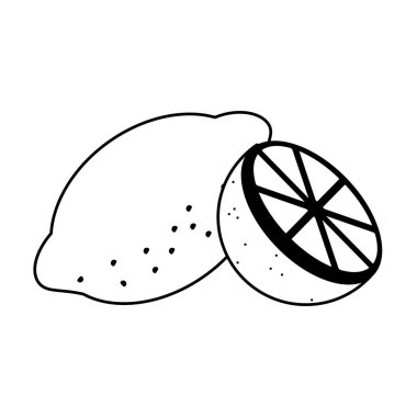 Limon sitrik meyve siyah ve beyaz