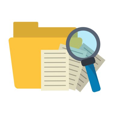 Klasör belgeler ve Büyüteç camı