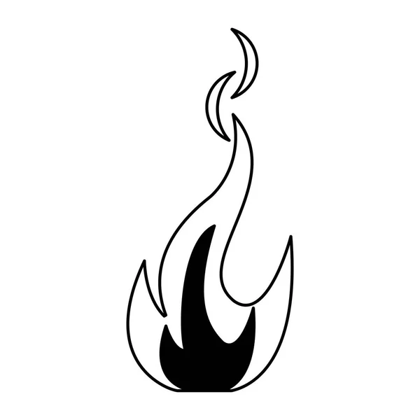 Fire flamme symbol black and white — Stock Vector