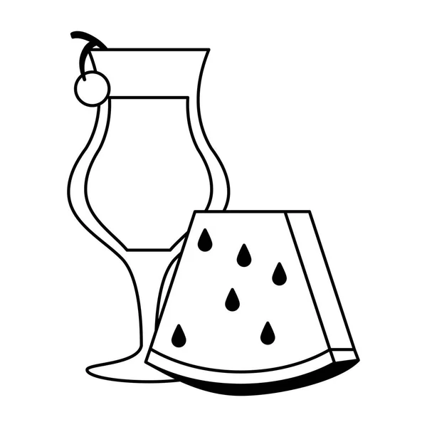Arbuz naturalnych soków czarno-białe — Wektor stockowy