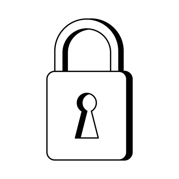 Cadenas système de sécurité symbole noir et blanc — Image vectorielle