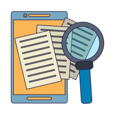 Smartphone belgelerle sembol mavi çizgiler