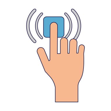 parmak sembol mavi çizgili bir şey dokunmadan el