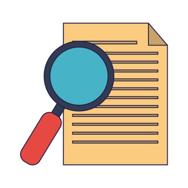 Mavi çizgiler belge ve Büyüteç simgesi