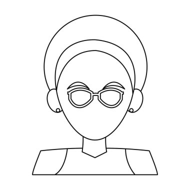 Kadın meçhul karikatür siyah ve beyaz