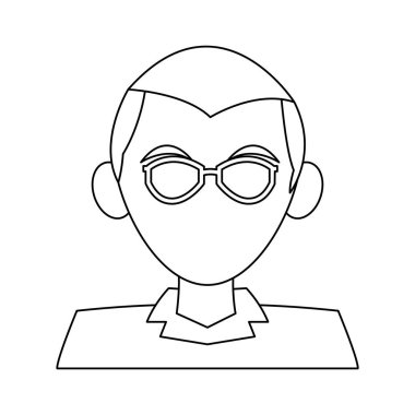 adam meçhul profil çizgi film siyah ve beyaz