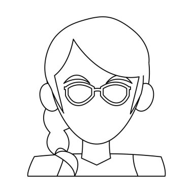 Kadın meçhul karikatür siyah ve beyaz