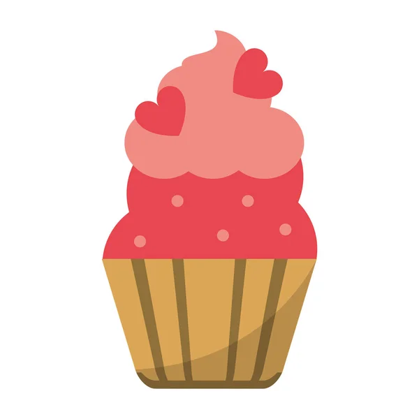 Sobremesa de cupcake com corações —  Vetores de Stock