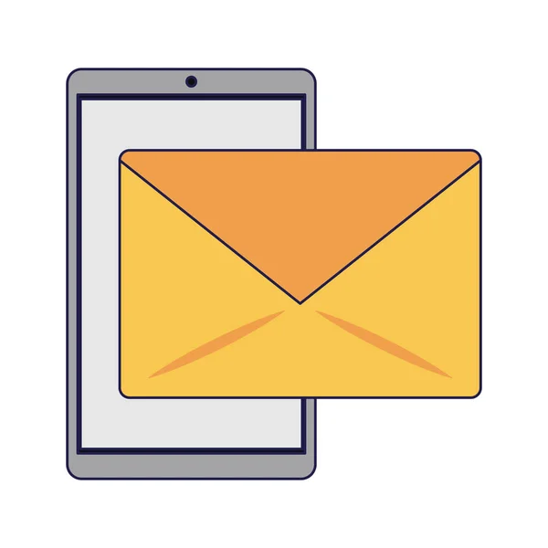 智能手机发送电子邮件符号蓝线 — 图库矢量图片