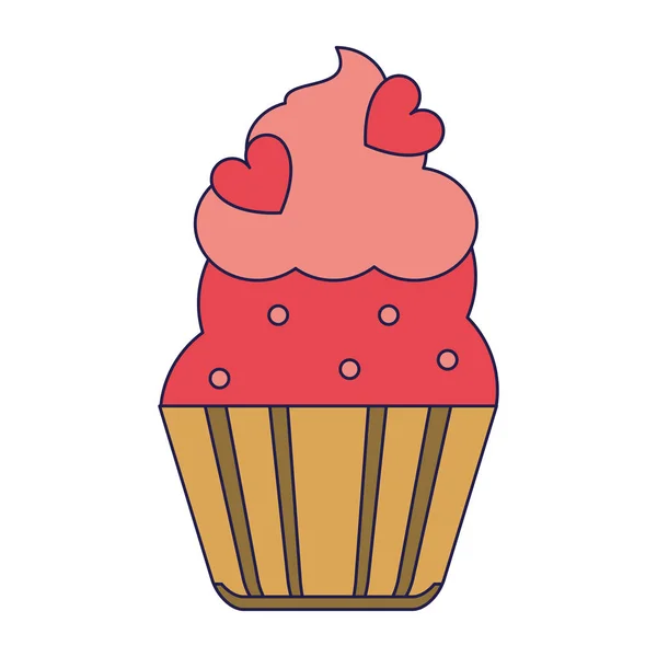 Postre Cupcake Con Corazones Símbolo Vector Ilustración Diseño Gráfico — Vector de stock