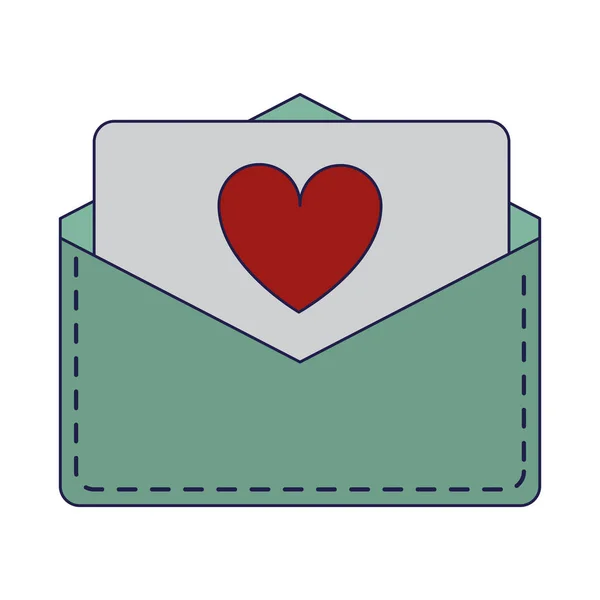 Enveloppe avec lettre d'amour lignes bleues — Image vectorielle