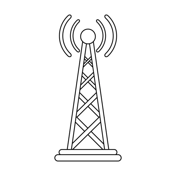 Símbolo de antena de telecomunicações preto e branco —  Vetores de Stock