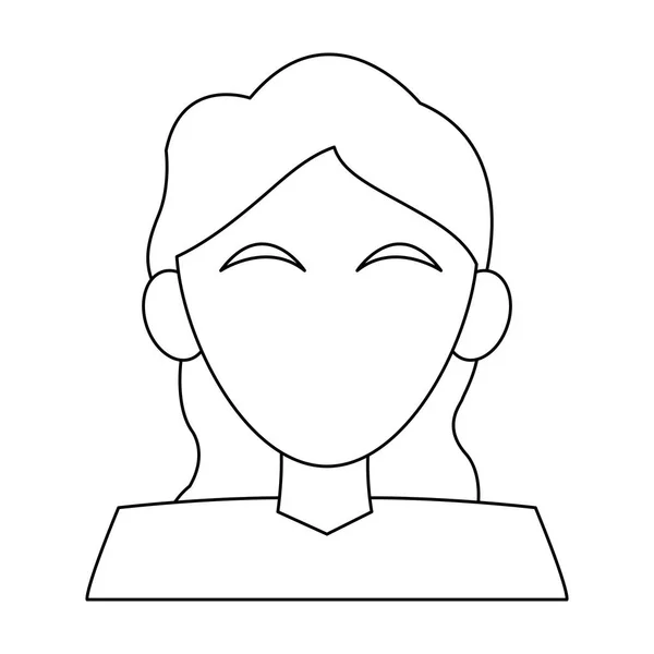 Mujer caricatura sin rostro blanco y negro — Vector de stock